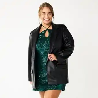 Kohl's Juniors' plus size so® oversized faux-leather blazer offer