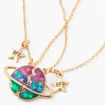 Claire's Best friends glow in the dark outer space split pendant necklaces - 2 pack offer