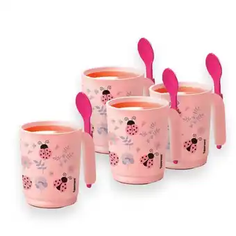 Tupperware Ladybugs 11oz mugs with hang-on spoons (set of 4) offer