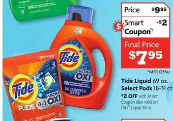 Family Dollar Tide liquid 69 oz., select pods 18-31 ct. offer