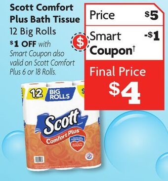 Family Dollar Scott comfort plus bath tissue 12 big rolls offer