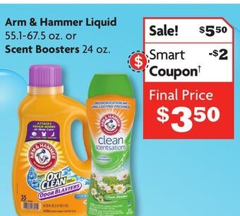 Family Dollar Arm & hammer liquid 55.1-67.5 oz. or scent boosters 24 oz. offer