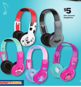 Family Dollar Kids' character headphones offer