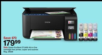 Target Epson ecotank et-2400 all-in-one cartridge-free printer, copier and scanner offer