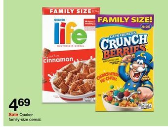 Target Quaker family-size cereal offer