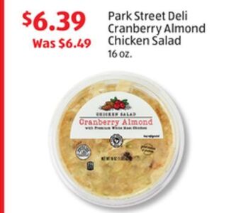 Aldi Park street deli cranberry almond chicken salad offer