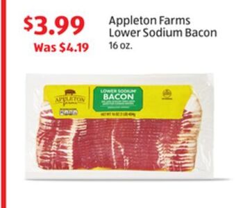 Aldi Appleton farms lower sodium bacon offer