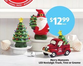 Aldi Merry moments led nostalgic truck, tree or gnome offer