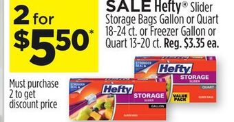 Dollar General Hefty® slider storage bags gallon or quart 18-24 ct. or freezer gallon or quart 13-20 ct. offer