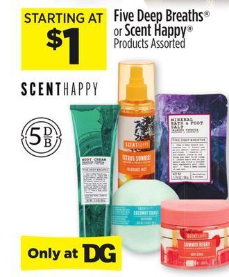 Dollar General Five deep breaths® or scent happy® products offer
