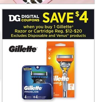 Dollar General Gillette® razor or cartridge offer