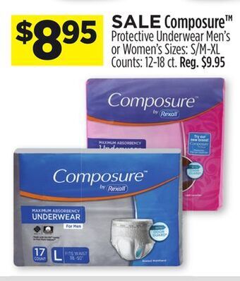 Dollar General Composure™ protective underwear men's or women's offer