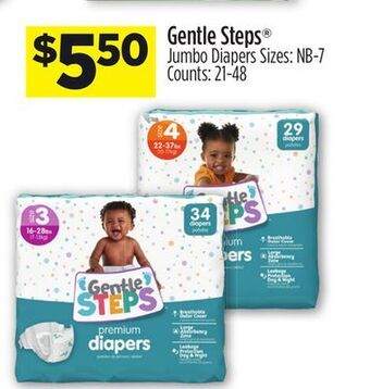 Dollar General Gentle steps® jumbo diapers offer