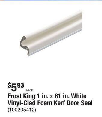 The Home Depot Frost king 1 in. x 81 in. white vinyl-clad foam kerf door seal offer