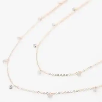 Claire's Rose gold rhinestone charm multi strand necklace offer