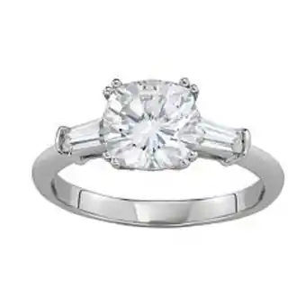 Kohl's Charles & colvard 14k white gold 2 3/4 carat t.w. lab-created moissanite cushion & baguette ring offer