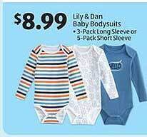 Aldi Lily & dan baby bodysuits offer