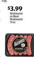 Aldi Bratwurst or beer bratwurst offer