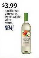 Aldi Pacific fruit vineyards sweet apple wine offer
