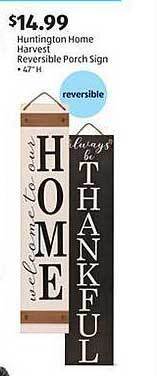 Aldi Huntington home harvest reversible porch sign offer