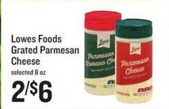 Lowes Foods Lowes foods grated parmesan cheese offer