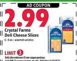 Festival Foods Crystal farms deli cheese slices offer