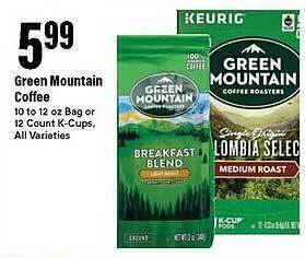 Big Y Green mountain coffee offer