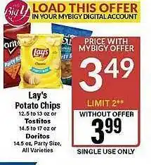 Lay's potato chips, tostitos or doritos