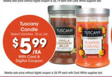 Kroger Tuscany Candle offer