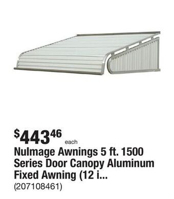 The Home Depot Nuimage awnings 5 ft. 1500 series door canopy aluminum fixed awning (12 in. h x 42 in. d) in white offer