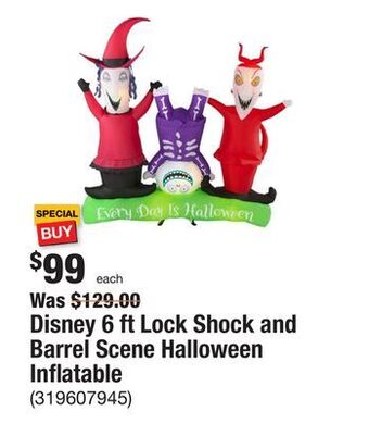 The Home Depot Disney 6 ft lock shock and barrel scene halloween inflatable offer