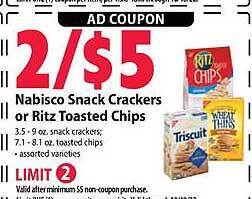 Festival Foods Nabisco snack crackers or ritz toasted chips offer