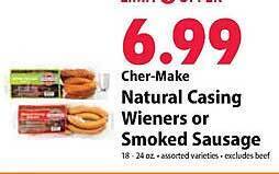 Festival Foods Cher-make natural casing wieners or smoked sausage offer