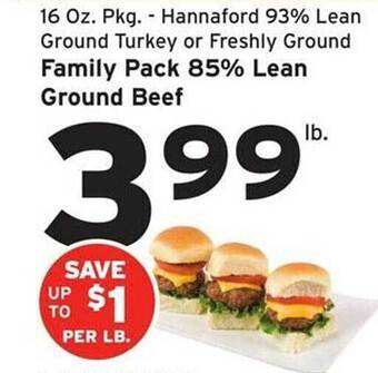Hannaford Family pack 85% lean ground beef offer