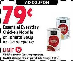 Festival Foods Essential everyday chicken noodle or tomato soup offer
