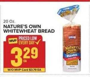 Food Lion Nature's own whitewheat bread offer