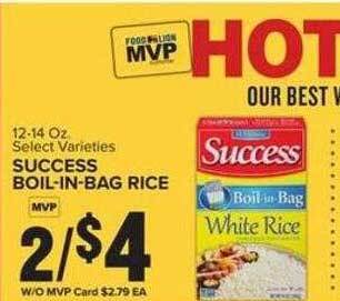 Food Lion Success boil-in-bag rice offer