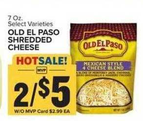 Food Lion Old el paso shredded cheese offer