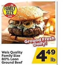 Weis Markets Weis quality family size 80% lean ground beef offer