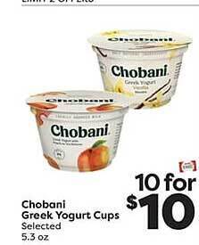 Weis Markets Chobani greek yogurt cups offer