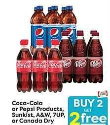 Weis Markets Coca-cola or pepsi products, sunkist, a&w, 7up or canada dry offer