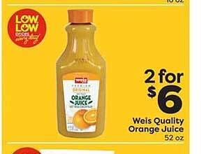 Weis Markets Weis quality orange juice offer