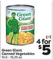 Weis Markets Green giant canned vegetables offer