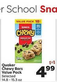 Weis Markets Quaker chewy bars value pack offer