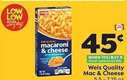 Weis Markets Weis quality mac & cheese offer