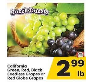 Weis Markets California green, red, black, seedless grapes or red globe grapes offer