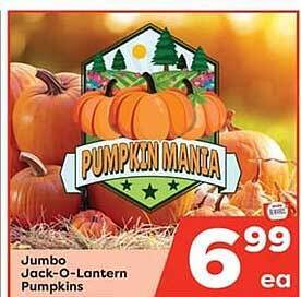 Weis Markets Jumbo jack-o-lantern pumpkins offer