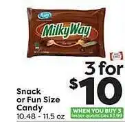 Weis Markets Snack or fun size candy offer