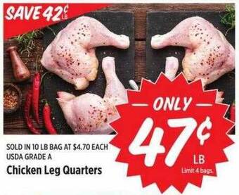 Rouses Chicken leg quarters offer
