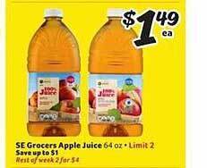 Winn Dixie Se grocers apple juice offer